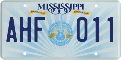 MS license plate AHF011