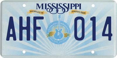 MS license plate AHF014