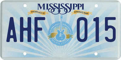 MS license plate AHF015