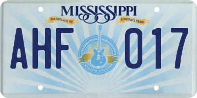 MS license plate AHF017