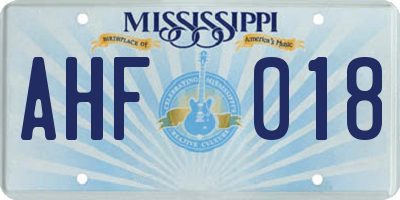 MS license plate AHF018
