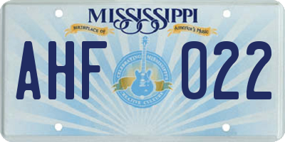 MS license plate AHF022