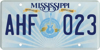 MS license plate AHF023