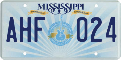 MS license plate AHF024