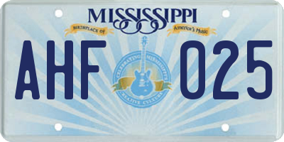 MS license plate AHF025