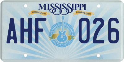 MS license plate AHF026