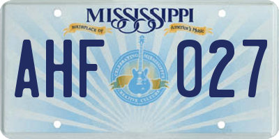 MS license plate AHF027