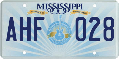 MS license plate AHF028