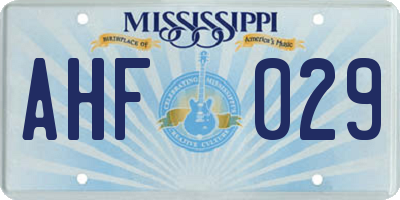 MS license plate AHF029