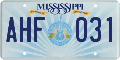 MS license plate AHF031