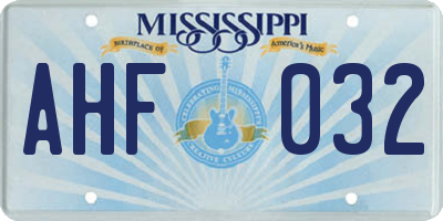 MS license plate AHF032