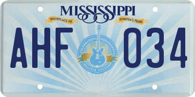 MS license plate AHF034