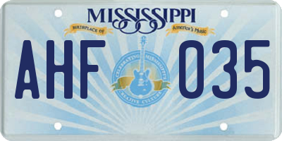 MS license plate AHF035