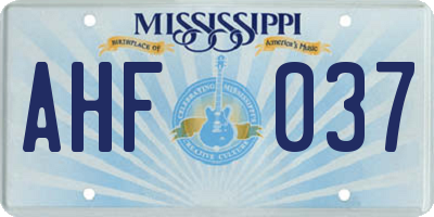 MS license plate AHF037