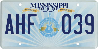 MS license plate AHF039