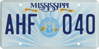 MS license plate AHF040