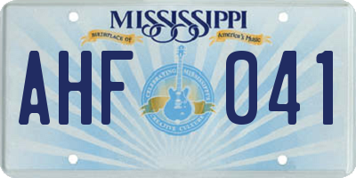 MS license plate AHF041