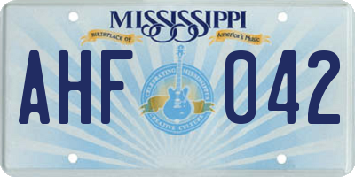 MS license plate AHF042