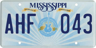 MS license plate AHF043
