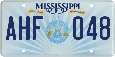 MS license plate AHF048
