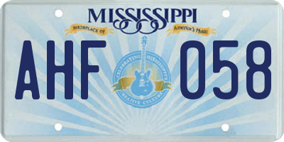 MS license plate AHF058