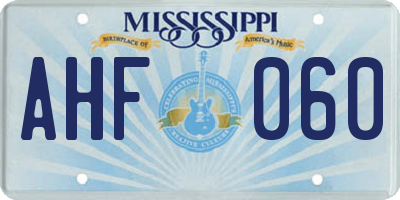 MS license plate AHF060
