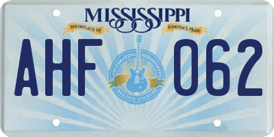 MS license plate AHF062