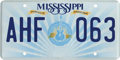 MS license plate AHF063