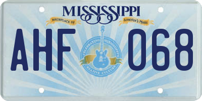 MS license plate AHF068