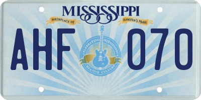 MS license plate AHF070