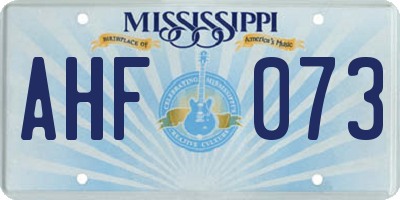 MS license plate AHF073