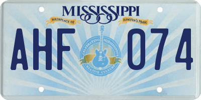 MS license plate AHF074