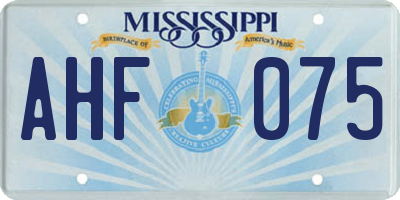 MS license plate AHF075