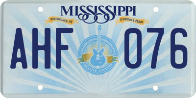 MS license plate AHF076