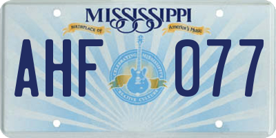 MS license plate AHF077