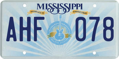 MS license plate AHF078