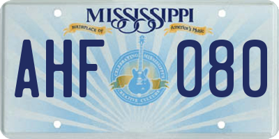 MS license plate AHF080