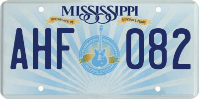 MS license plate AHF082