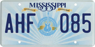 MS license plate AHF085