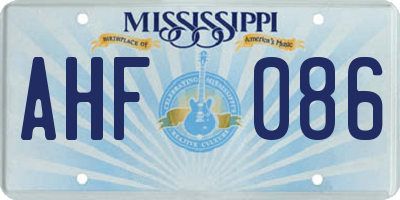 MS license plate AHF086