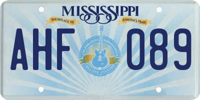 MS license plate AHF089