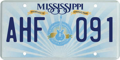 MS license plate AHF091