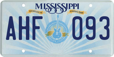 MS license plate AHF093