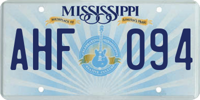 MS license plate AHF094