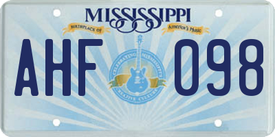 MS license plate AHF098