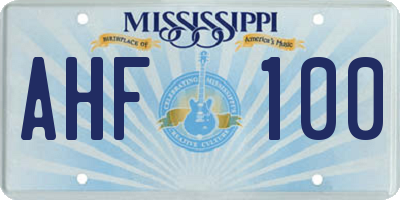 MS license plate AHF100