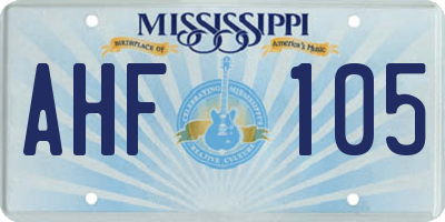 MS license plate AHF105