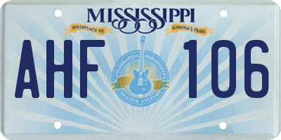 MS license plate AHF106