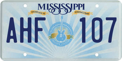 MS license plate AHF107