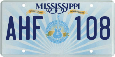 MS license plate AHF108